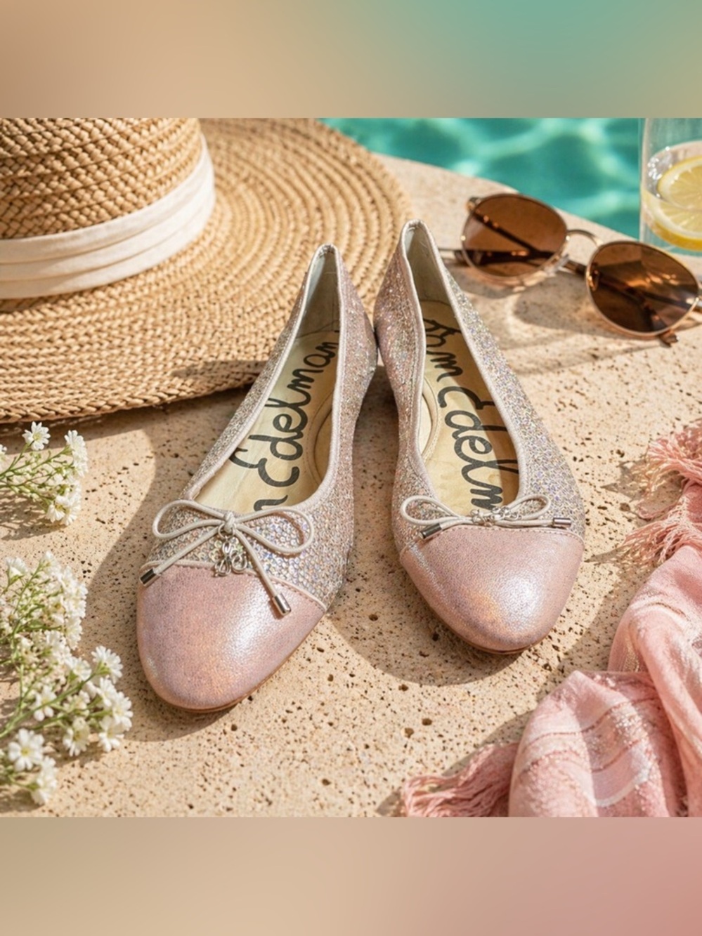 Sam edelman size 9 blush sequened flats